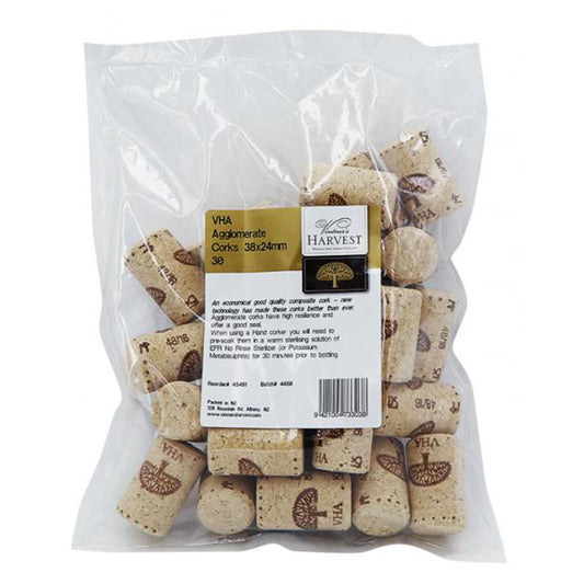 Vintner's Harvest VHA Agglomerate Corks 38x24mm, Bag 30